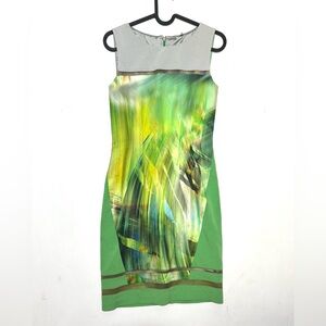Tahari Green Strapless Sheath Cocktail Dress